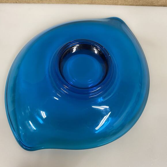 Viking Epic Line Bluenique Oblong Dish Bowl Freeform Art Glass - Picture 6 of 8